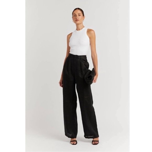 DISSH NORAH BLACK LINEN PANT - Picture 2 of 13